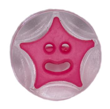 Kids button as round buttons with star in pink 13 mm 0.51 inch